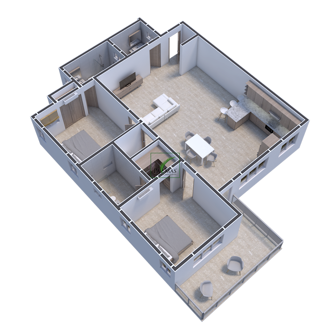 Tipo B - Planta renderizada 5